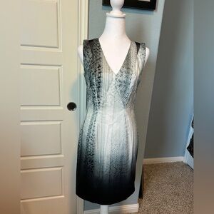 ELIE TAHARI V-neck Ombré Sleeveless Midi Dress Moto Holiday- Size 4